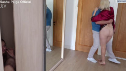 Sasha Paige, Kitty Li - Caught Peeking At Stepmom Tiny Sasha Paige Licks Cum From Ass After Hard Anal Threesome With Hug